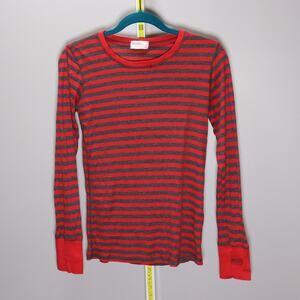 Allen Allen Red & Gray Striped Thermal Long Sleeve Tee Size S
